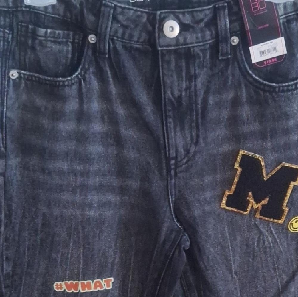 NB Black Denim Jeans with Patches